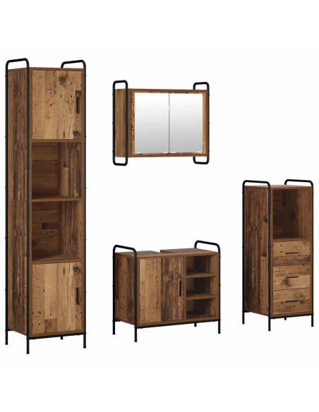 Set di Armadi da Bagno 4 pz Legno antico 40 x 36 x 181 cm