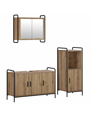 Set di Armadi da Bagno 3 pz Rovere Artigianale