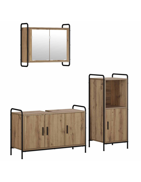 Set di Armadi da Bagno 3 pz Rovere Artigianale