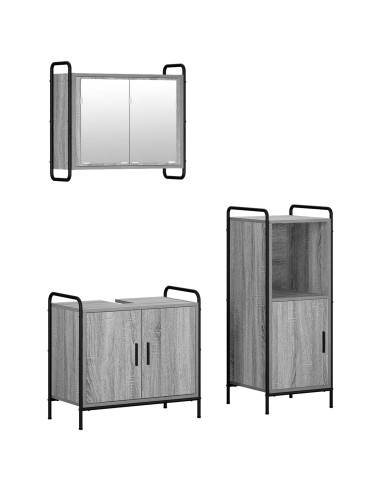 Set di Armadi da Bagno 3 pz Sonoma grigio 40 x 36 x 99,5 cm