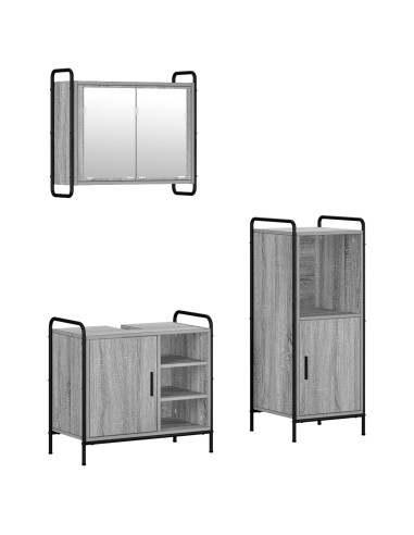 Set di Armadi da Bagno 3 pz Sonoma grigio 40 x 36 x 99,5 cm