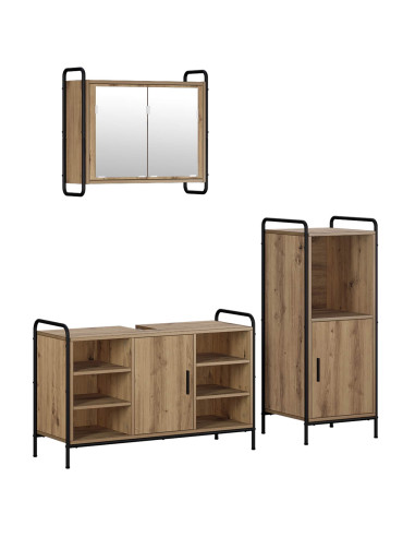 Set di Armadi da Bagno 3 pz Rovere Artigianale