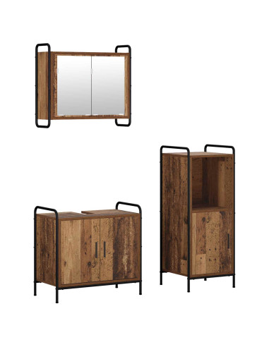 Set di Armadi da Bagno 3 pz Legno antico 40 x 36 x 99,5 cm