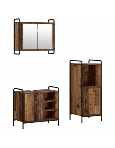 Set di Armadi da Bagno 3 pz Legno antico 40 x 36 x 99,5 cm