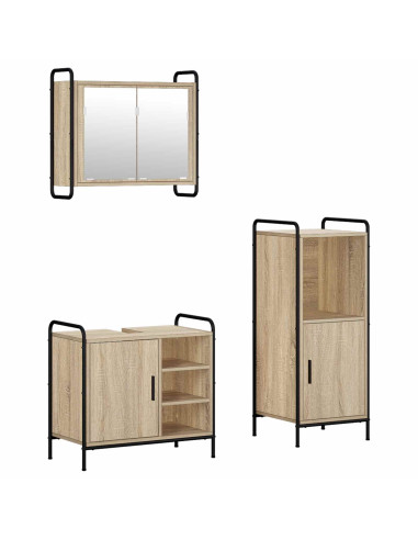 Set di Armadi da Bagno 3 pz Rovere Sonoma 40 x 36 x 99,5 cm