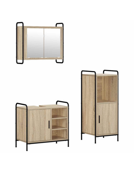Set di Armadi da Bagno 3 pz Rovere Sonoma 40 x 36 x 99,5 cm