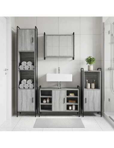 Set di Armadi da Bagno 3 pz Sonoma grigio 40 x 36 x 99,5 cm