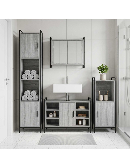 Set di Armadi da Bagno 3 pz Sonoma grigio 40 x 36 x 99,5 cm