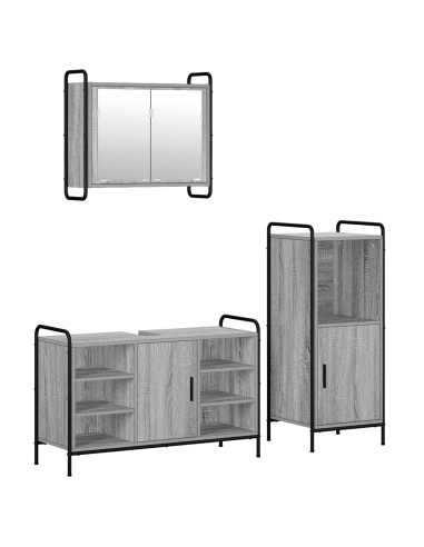 Set di Armadi da Bagno 3 pz Sonoma grigio 40 x 36 x 99,5 cm