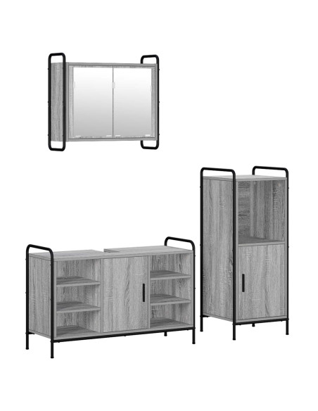 Set di Armadi da Bagno 3 pz Sonoma grigio 40 x 36 x 99,5 cm