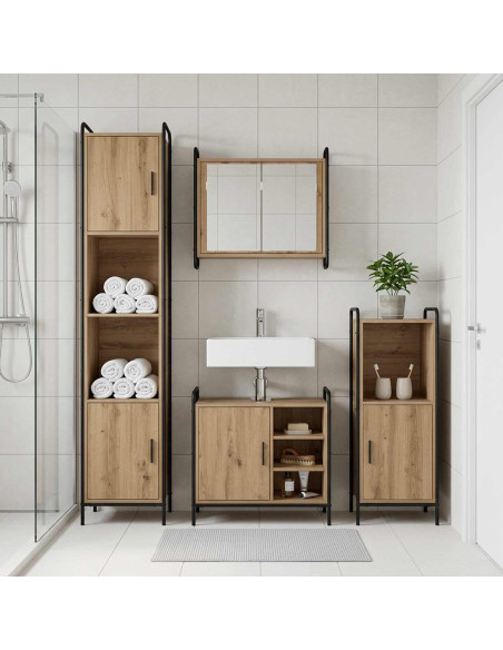 Set di Armadi da Bagno 3 pz Rovere Artigianale