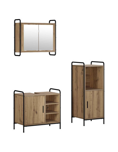 Set di Armadi da Bagno 3 pz Rovere Artigianale