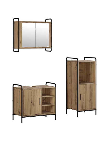 Set di Armadi da Bagno 3 pz Rovere Artigianale