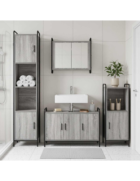 Set di Armadi da Bagno 3 pz Sonoma grigio 40 x 36 x 99,5 cm