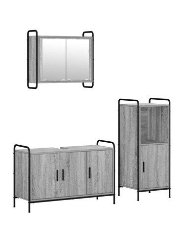 Set di Armadi da Bagno 3 pz Sonoma grigio 40 x 36 x 99,5 cm