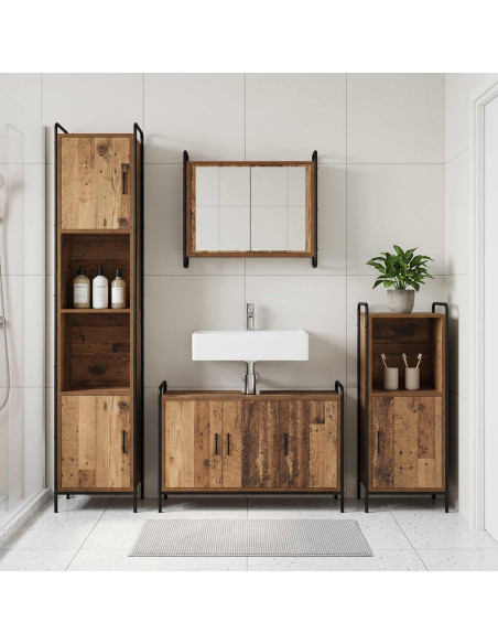 Set di Armadi da Bagno 3 pz Legno antico 40 x 36 x 99,5 cm