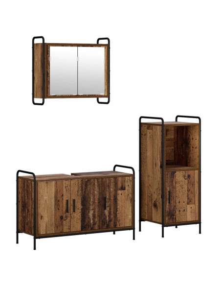 Set di Armadi da Bagno 3 pz Legno antico 40 x 36 x 99,5 cm