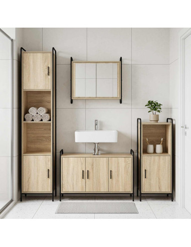 Set di Armadi da Bagno 3 pz Rovere Sonoma 40 x 36 x 99,5 cm