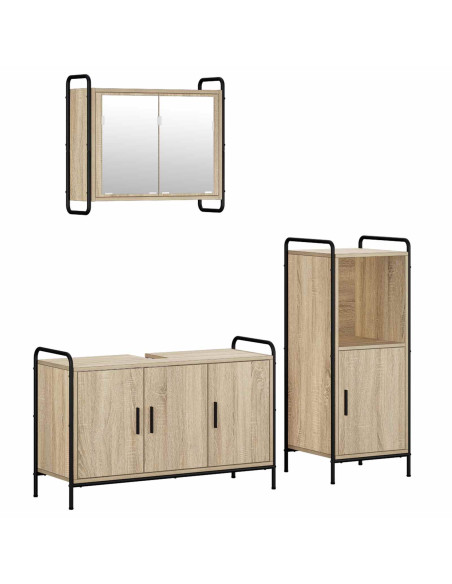 Set di Armadi da Bagno 3 pz Rovere Sonoma 40 x 36 x 99,5 cm