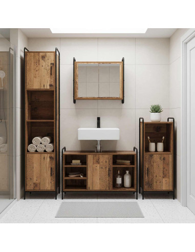 Set di Armadi da Bagno 3 pz Legno antico 40 x 36 x 99,5 cm