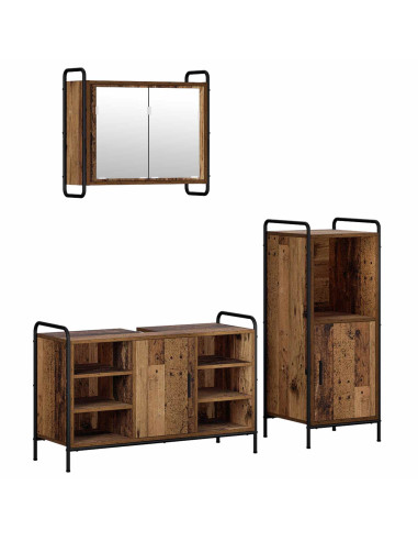 Set di Armadi da Bagno 3 pz Legno antico 40 x 36 x 99,5 cm