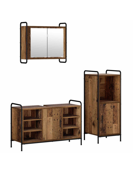 Set di Armadi da Bagno 3 pz Legno antico 40 x 36 x 99,5 cm