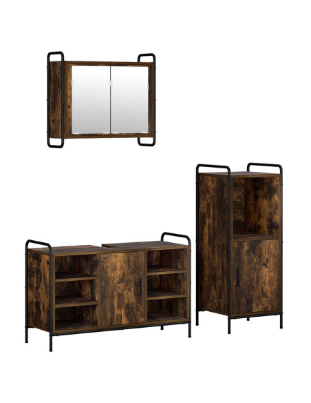 Set di Armadi da Bagno 3 pz Rovere Fumo 40 x 36 x 99,5 cm