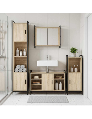 Set di Armadi da Bagno 3 pz Rovere Sonoma 40 x 36 x 99,5 cm