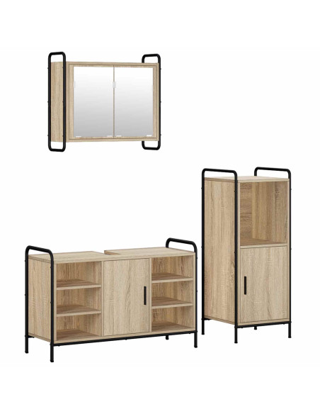 Set di Armadi da Bagno 3 pz Rovere Sonoma 40 x 36 x 99,5 cm