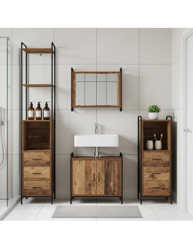 Set di Armadi da Bagno 4 pz Legno antico 40 x 36 x 200,5 cm