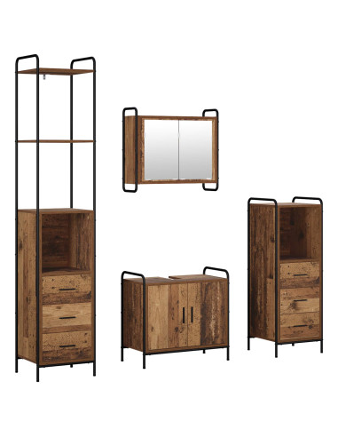 Set di Armadi da Bagno 4 pz Legno antico 40 x 36 x 200,5 cm