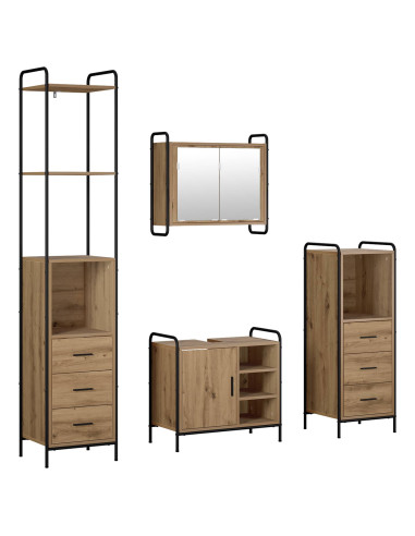 Set di Armadi da Bagno 4 pz Rovere Artigianale