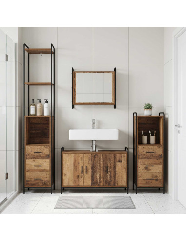 Set di Armadi da Bagno 4 pz Legno antico 40 x 36 x 200,5 cm