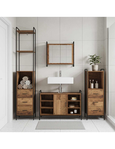 Set di Armadi da Bagno 4 pz Legno antico 40 x 36 x 200,5 cm