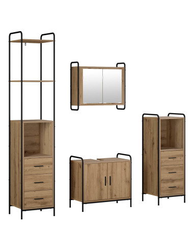 Set di Armadi da Bagno 4 pz Rovere Artigianale