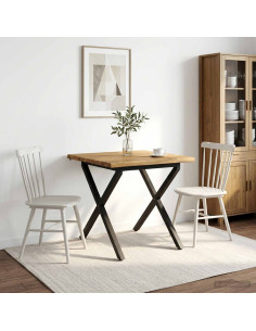 70 x 70 x 75 cm Legno di Acacia Massello Bianco e Nero Quadrato