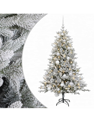 Albero di Natale artificiale con palline 120 cm 150 LED