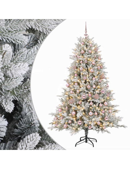 Albero di Natale Artificiale con Palline 180 cm 300 LED