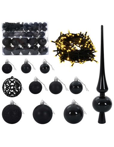 Albero di Natale artificiale con palline 150 cm 150 LED