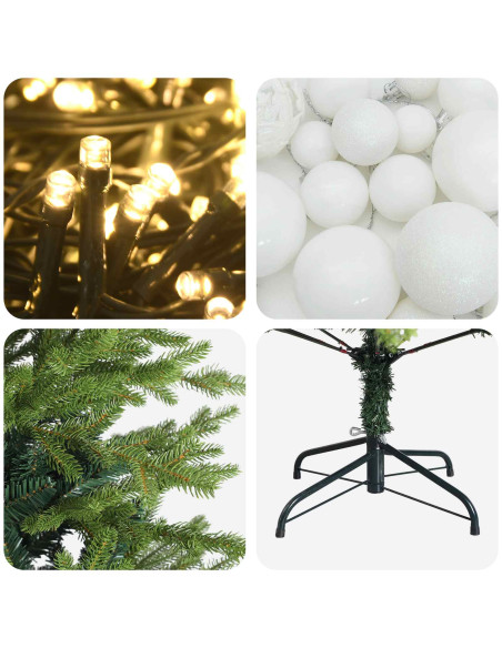 Albero di Natale Artificiale con Palline 120 cm 150 LED