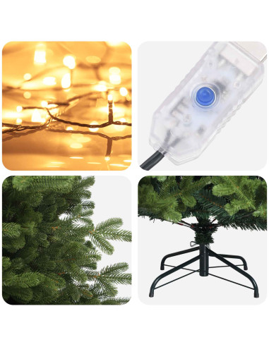 Albero di Natale Artificiale con Rami Pieghevoli 240 cm 300 LED