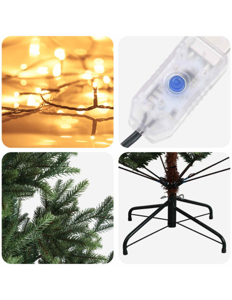 Albero di Natale Artificiale con Rami Pieghevoli 120 cm 150 LED