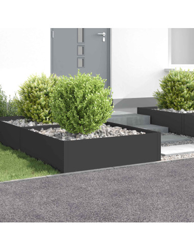 Bordura per Prato 4 pz 100 x 100 x 35 cm Acciaio Nero