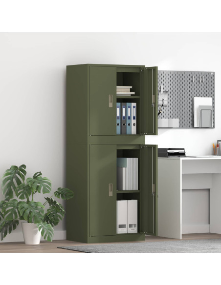 Armadio 2 pz Verde Oliva 60 x 40 x 160 cm Acciaio Bloccabile