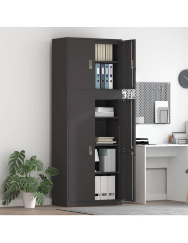 Armadio 2 pz Nero 80 x 40 x 210 cm Acciaio Bloccabile