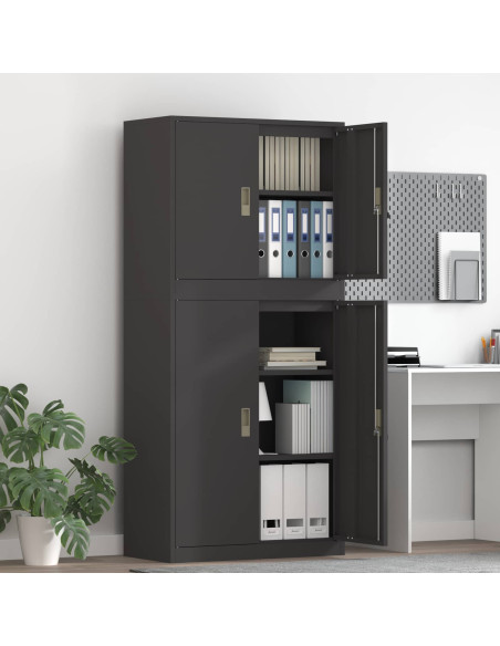 Armadio 2 pz Nero 80 x 40 x 175 cm Acciaio Bloccabile