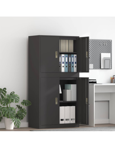 Armadio 2 pz Nero 80 x 40 x 160 cm Acciaio Bloccabile