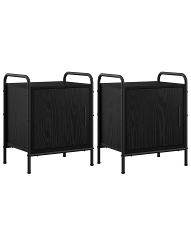 Armadio da Notte 2 pz Rovere Nero 40 x 30 x 50 cm