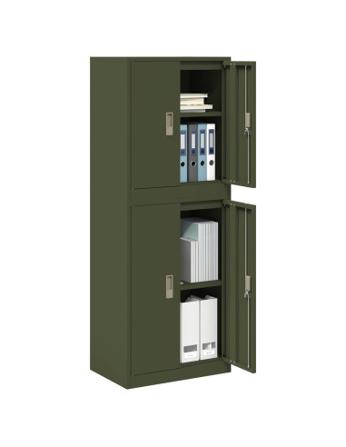 Armadio 2 pz Verde Oliva 60 x 40 x 160 cm Acciaio Bloccabile