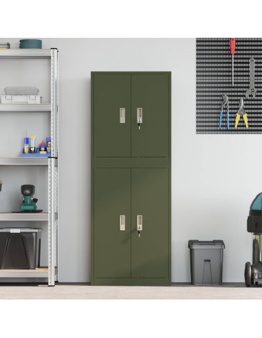Armadio 2 pz Verde Oliva 60 x 40 x 160 cm Acciaio Bloccabile